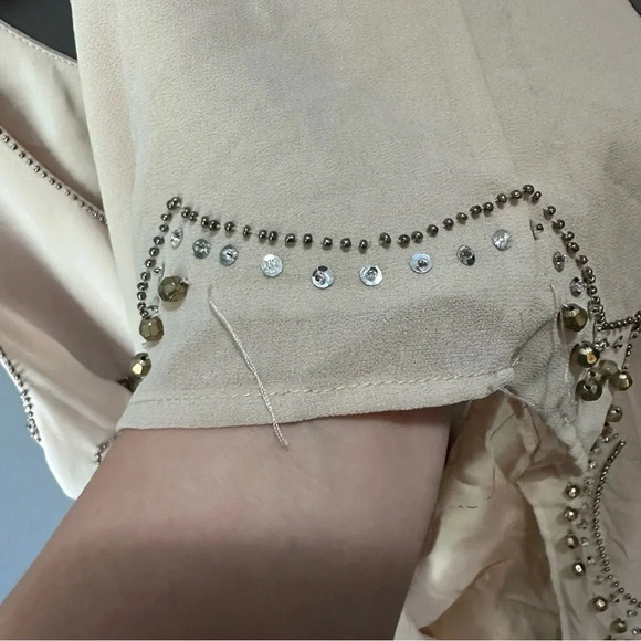 H&M Taupe/Cream Slip dress with embellishments. Size 8. GUC—see details - Picture 7 of 9